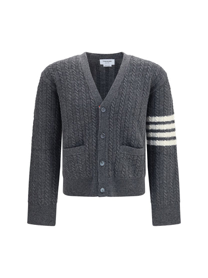 Thom Browne V-neck Sweater with Anchor embroidery on the back - Med Grey