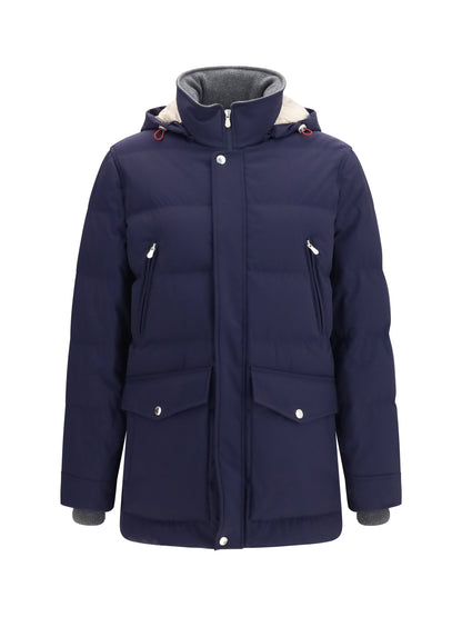Brunello Cucinelli Nylon hooded Jacket - Cobalto+Piombo