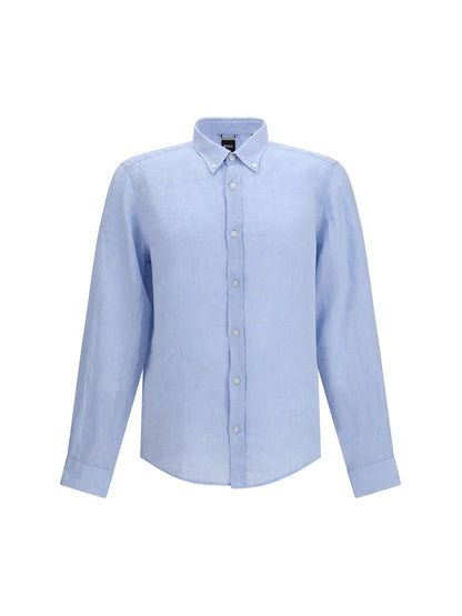 Hugo Boss Black Regular-fit linen Shirt - Light/Pastel Blue