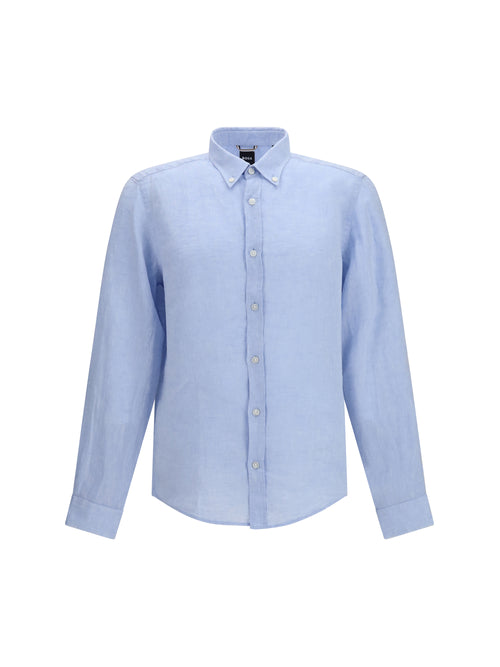 Hugo Boss Black Regular-fit linen Shirt - Light/Pastel Blue