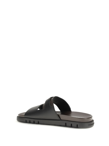 FERRAGAMO Double-strap leather Sandals