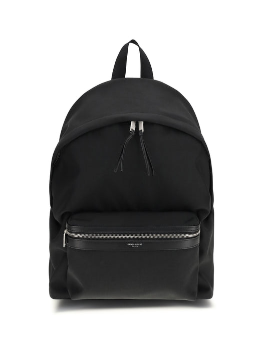 SAINT LAURENT City Backpack in leather and nylon