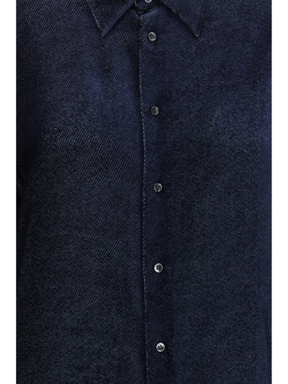 Giorgio Armani Silk blend devoré velvet twill Shirt - Peacoat