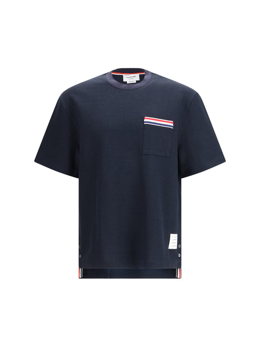 THOM BROWNE Short-sleeve cotton-linen T-shirt