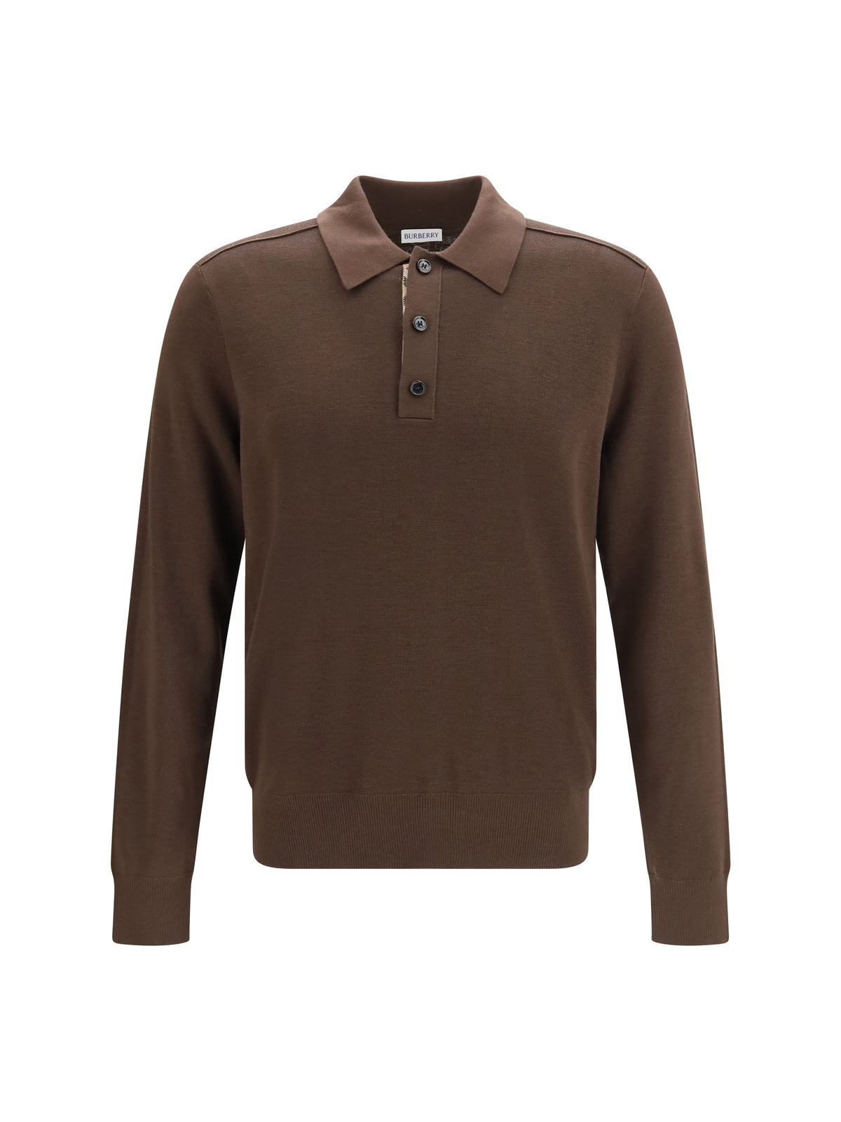 Burberry Long-sleeve wool Polo - Chocolate Brown