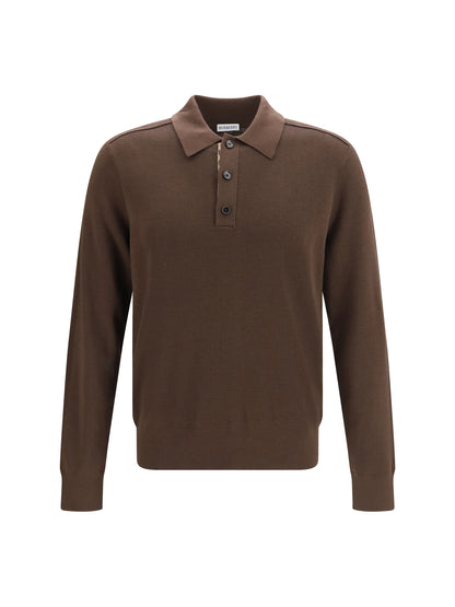 Burberry Long-sleeve wool Polo - Chocolate Brown