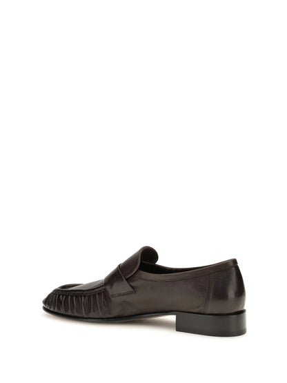 The Row Soft suede Loafers - Deep Brown