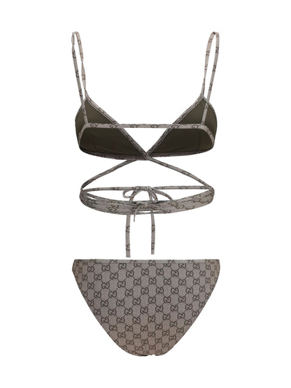 Gucci Printed stretch jersey bikini - Beige Ebony