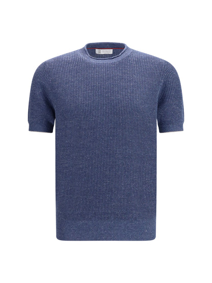 BRUNELLO CUCINELLI Cotton and linen knit T-Shirt