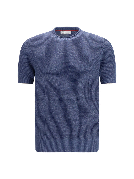 BRUNELLO CUCINELLI Cotton and linen knit T-Shirt
