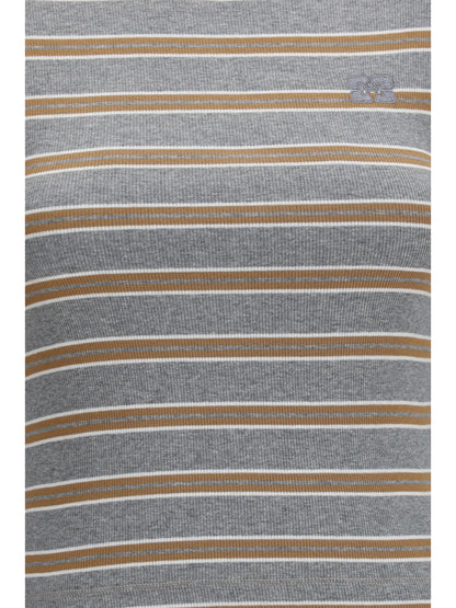 Ganni Double-sleeve striped cotton T-shirt - Strong Blue