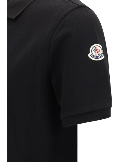 Moncler Cotton piqué Polo Shirt with logo - Black