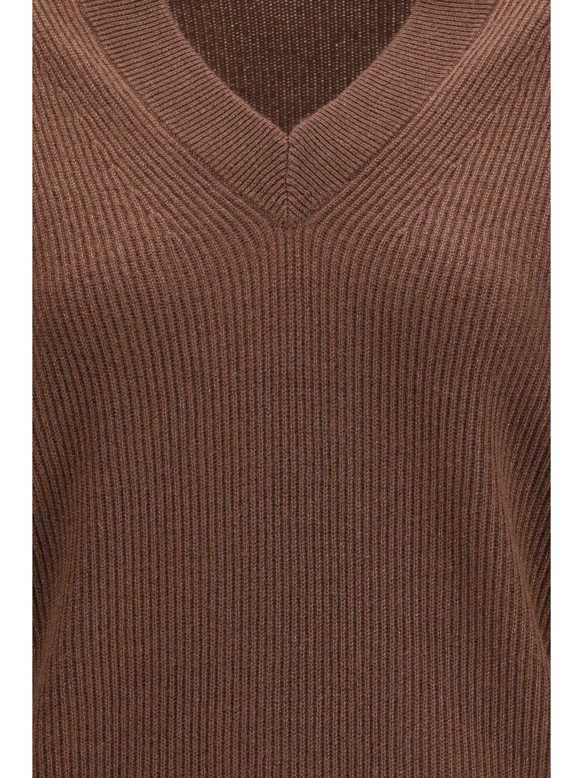 Brunello Cucinelli V-neck Sweater - Cioccolato+Tabacco Dark