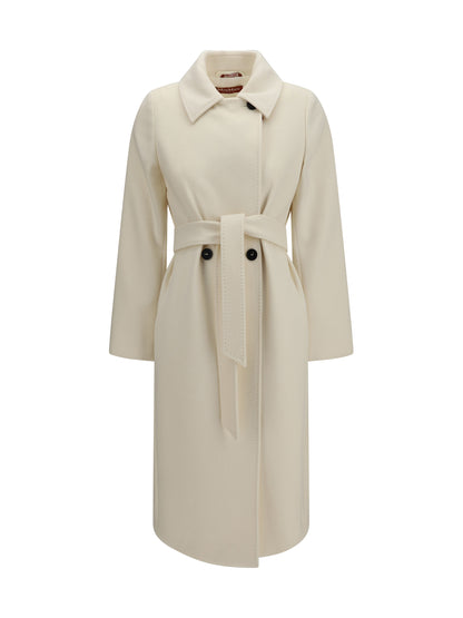 Max Mara Studio Double breasted wool Coat - White Lana