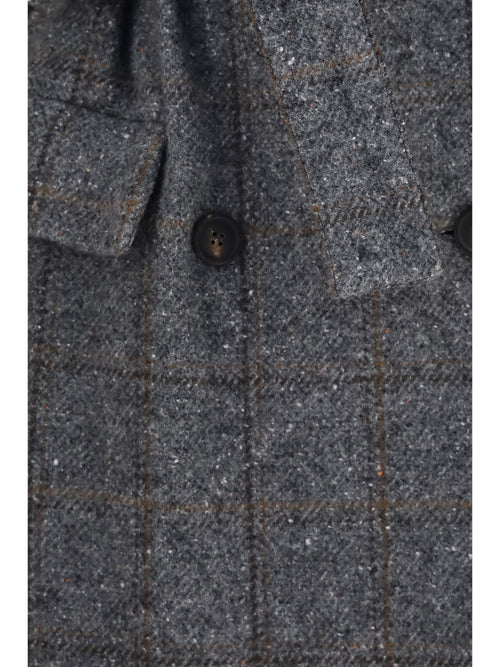 Brunello Cucinelli Long alpaca-blend Coat with belt - Grey/Black/Tobacco