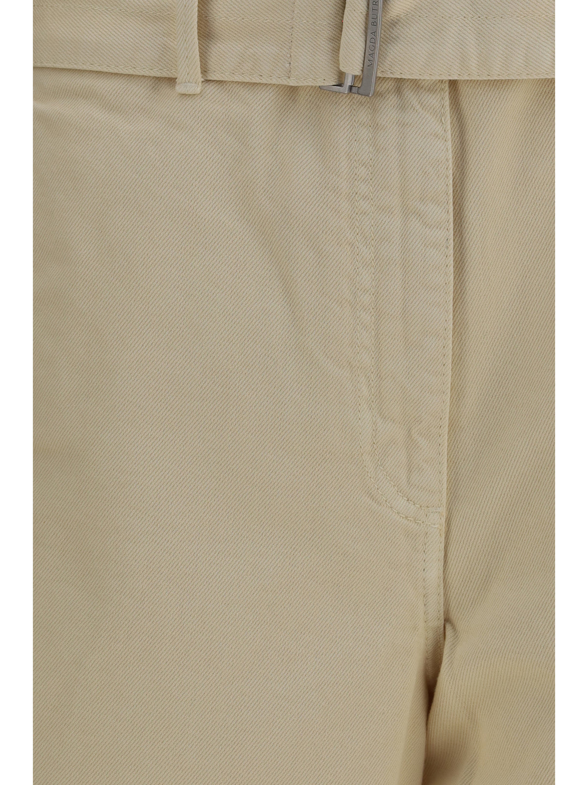 Magda Butrym Wide-leg denim Pants with belt - Beige