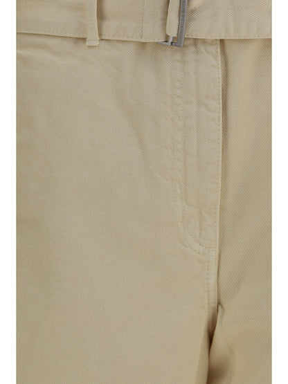 Magda Butrym Wide-leg denim Pants with belt - Beige