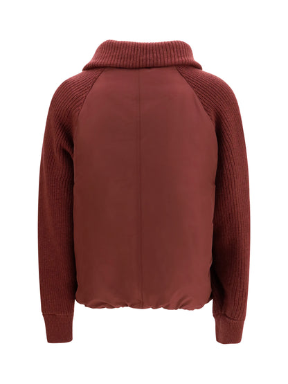 Brunello Cucinelli Down Jacket with wool sleeves - Prugna