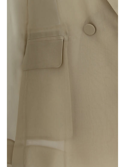 Max Mara Pianoforte Slogan Jacket in silk organza - Sand