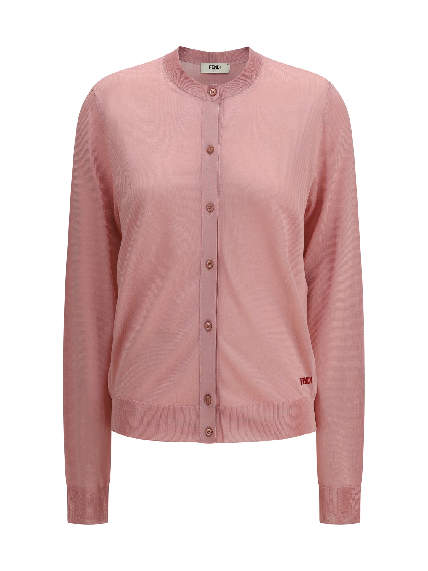 FENDI Cardigan crewneck in viscose with embroidered logo