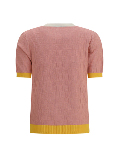 FENDI Cotton and silk crewneck Sweater with FF Motif