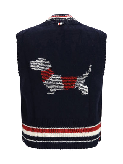 Thom Browne Hector jersey V-neck Vest - Navy
