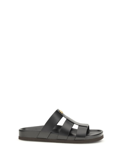 VALENTINO GARAVANI Studshield leather slide Sandals