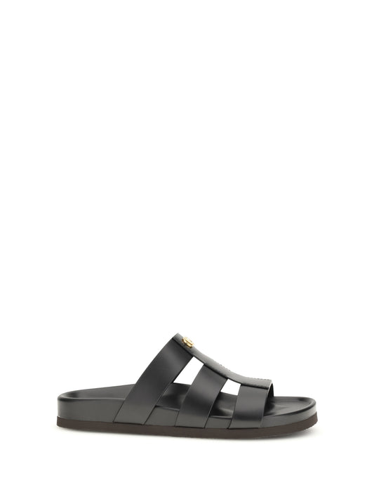 VALENTINO GARAVANI Studshield leather slide Sandals