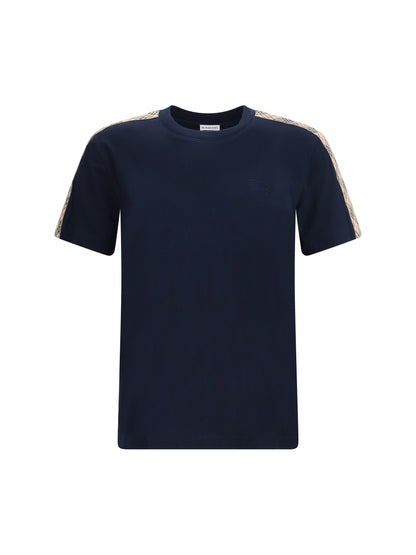 BURBERRY Short-sleeved T-shirt with a single Burberry Check stripe on both shoulders