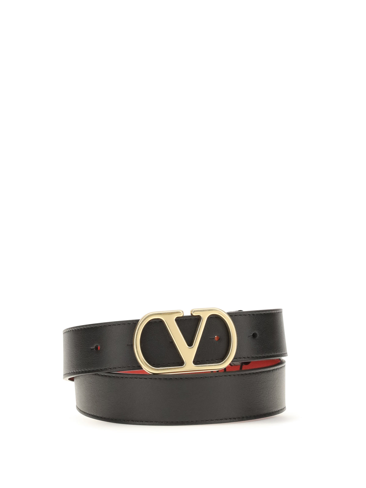 Valentino Garavani Reversible VLogo Signature Belt - Black/Rouge Pur
