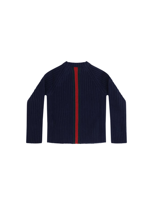 Gucci Web stripe wool Sweater for Boy - Abyss Blue/Green/Red