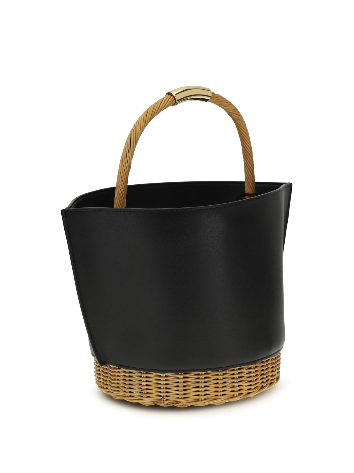 Sacai Leather and rattan Handbag - Black