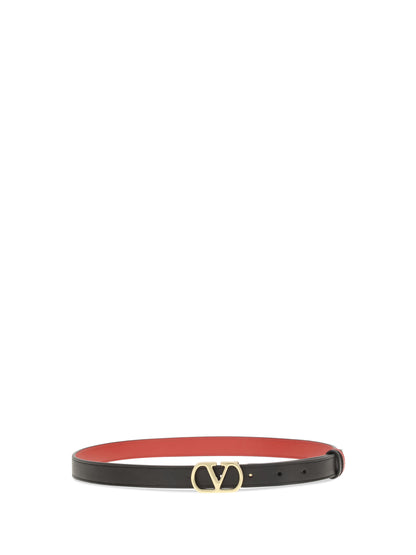 Valentino Garavani Reversible VLogo Signature Belt - Black/Rouge Pur