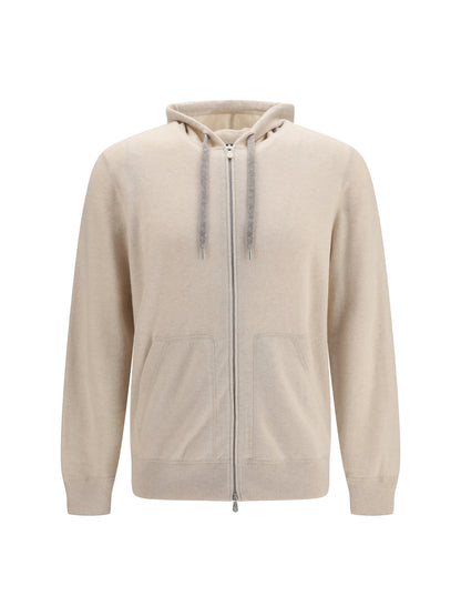 Brunello Cucinelli Cashmere zip up Hoodie - Sabbia+Ciottolo