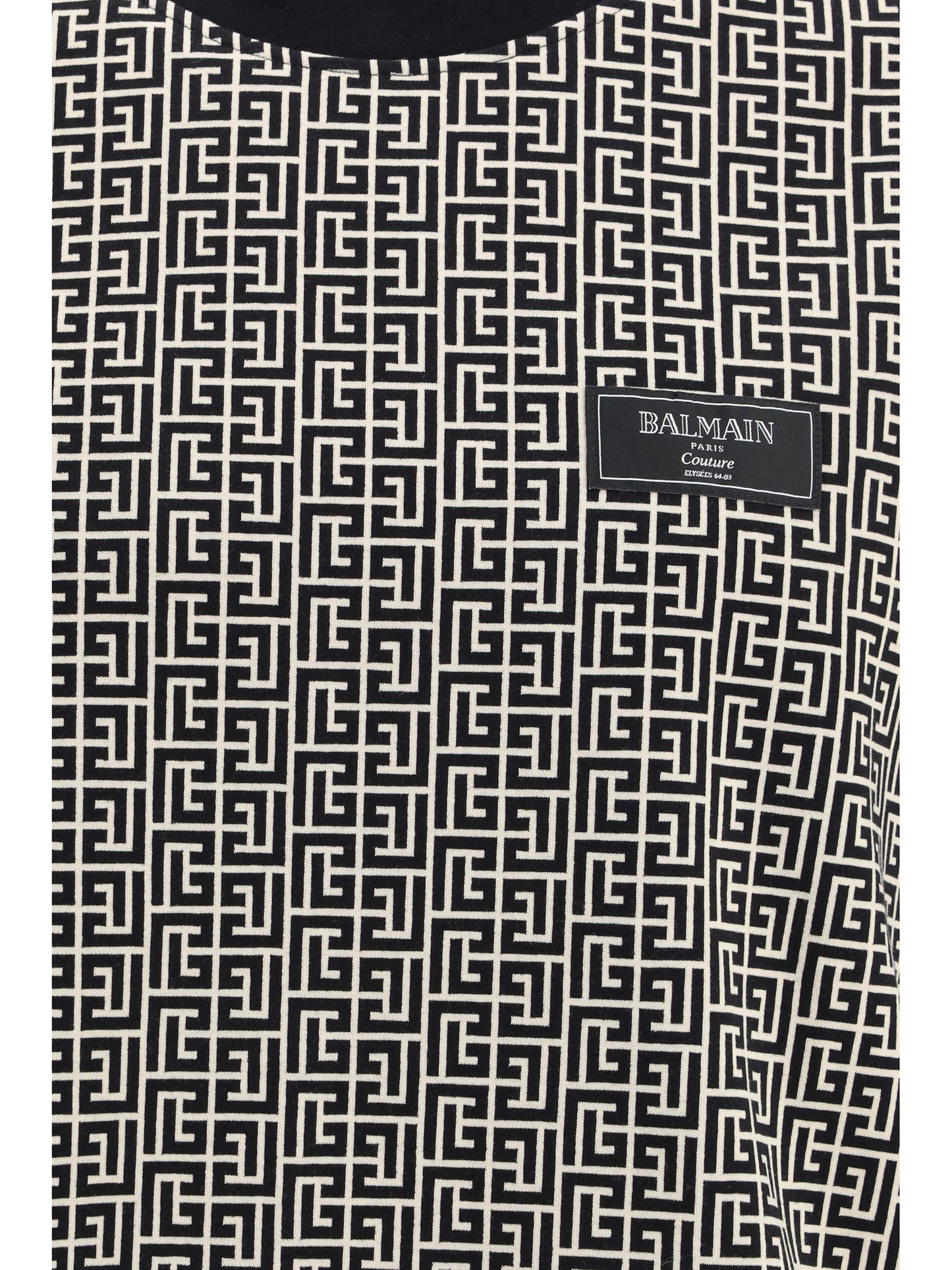 BALMAIN Jacquard T-shirt with PB labyrinth monogram