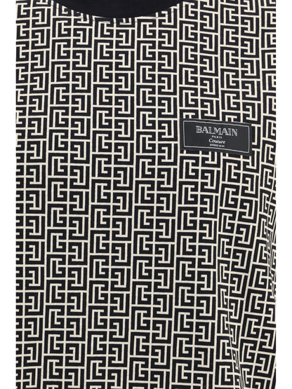 BALMAIN Jacquard T-shirt with PB labyrinth monogram