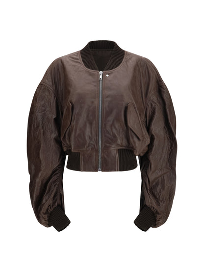 Rick Owens Cropped leather Bomber Jacket - 84