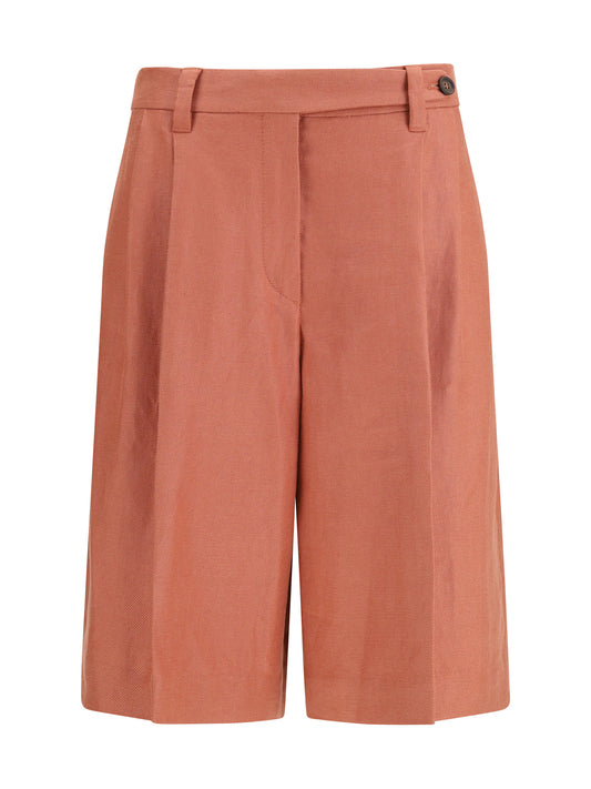 BRUNELLO CUCINELLI Sartorial Bermuda Shorts in fluid viscose and linen twill