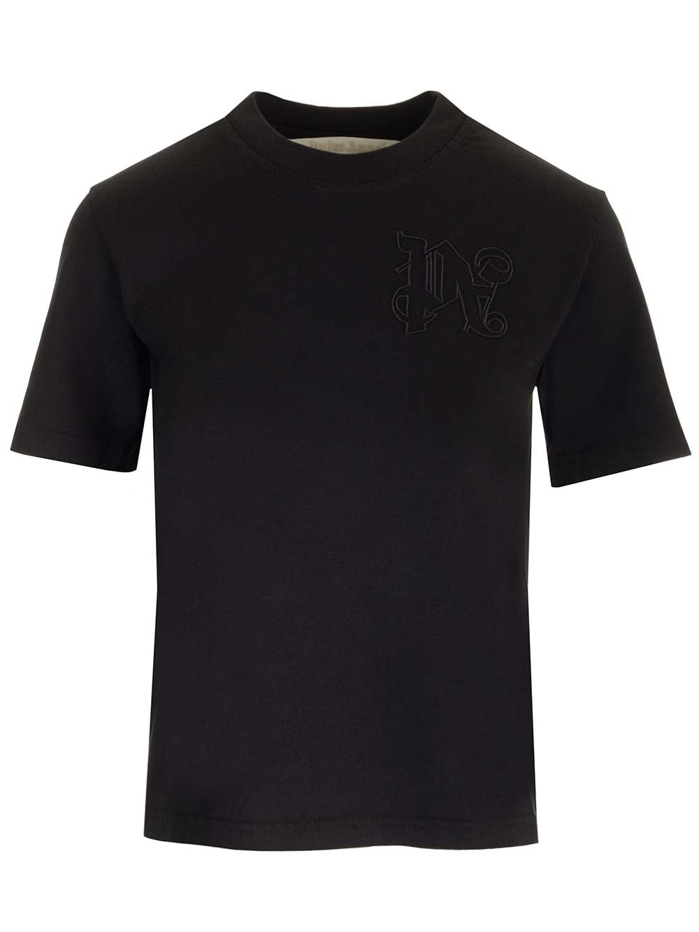 Palm Angels Black T-Shirt With Monogram
