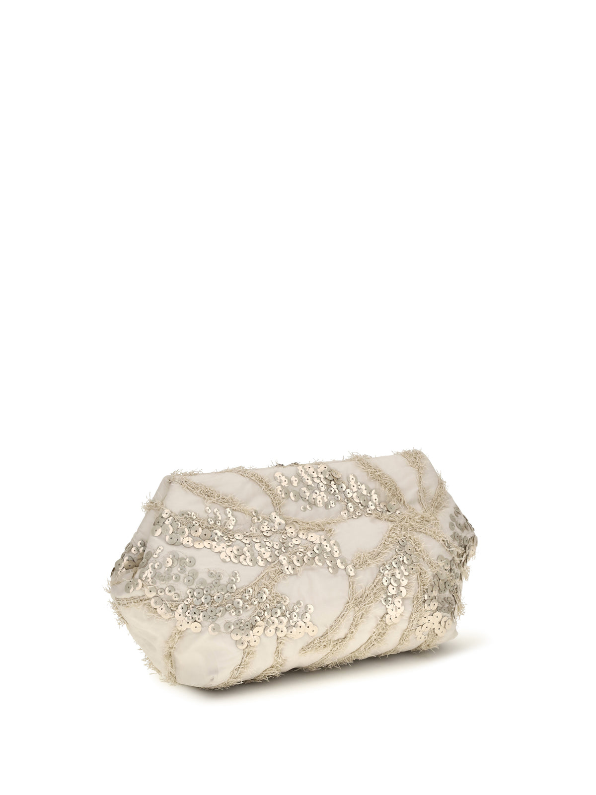 Brunello Cucinelli Embroidered silk organza Clutch - Feather