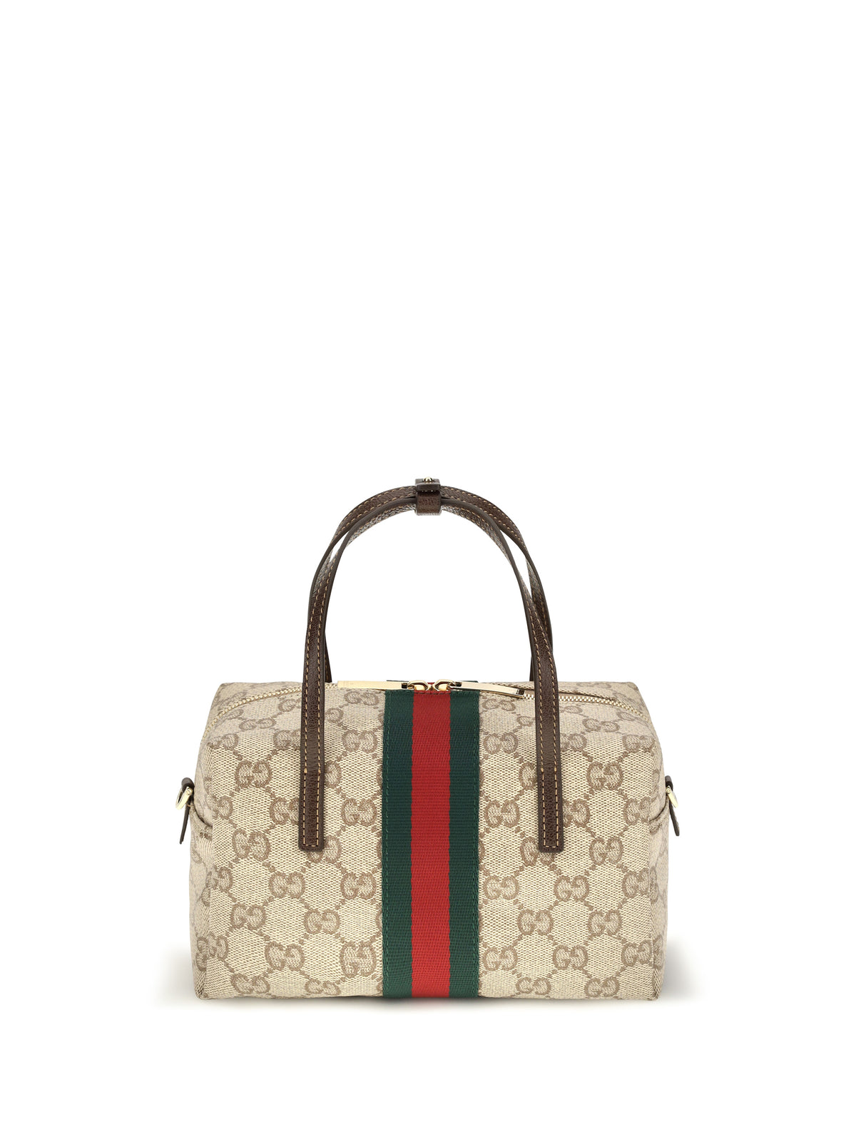Gucci Mini Boston Handbag with Web stripe - Vin.San.Br/Dk.Br/Vrv