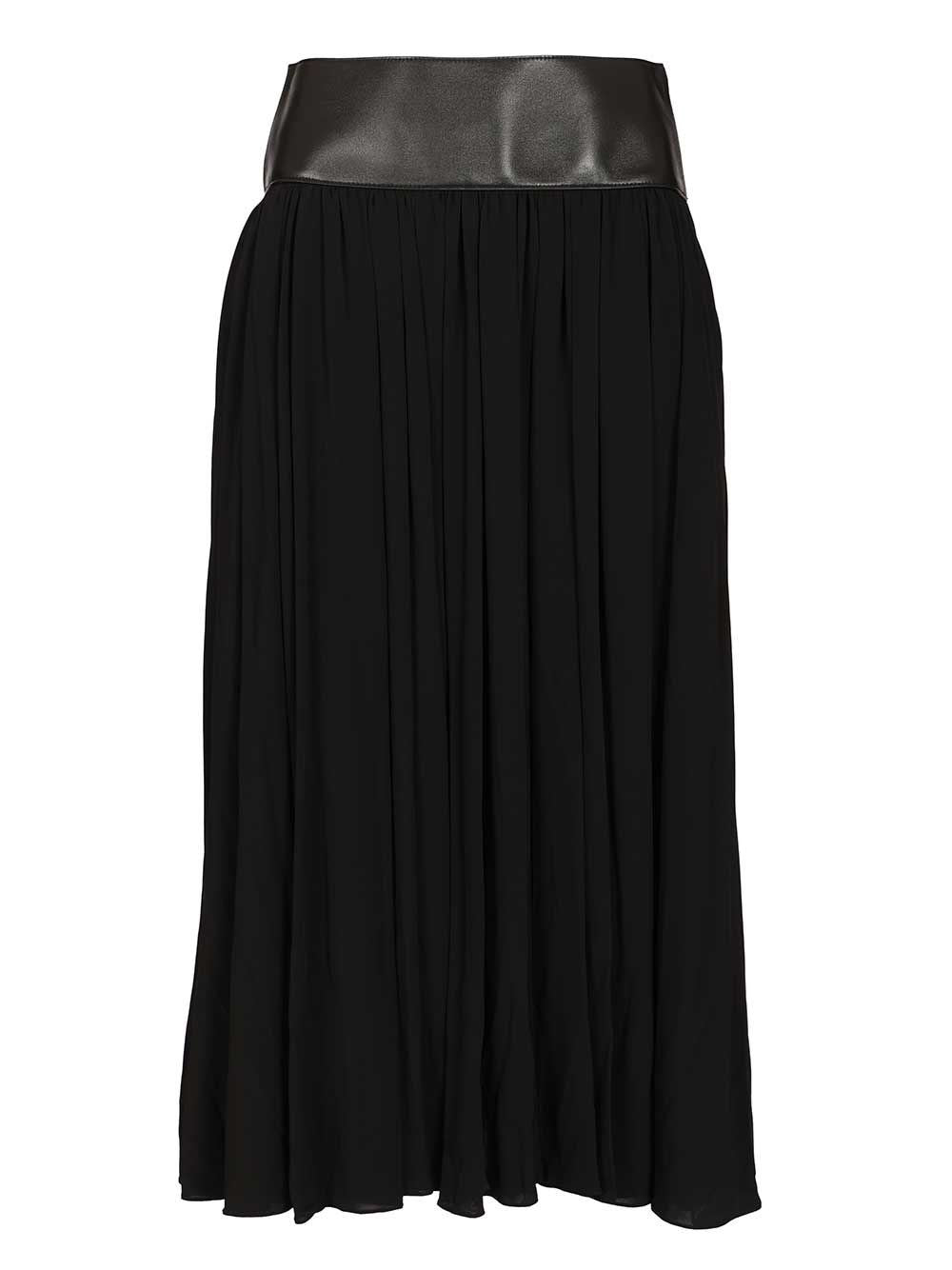 ALAÏA Midi Skirt In Jersey And Nappa