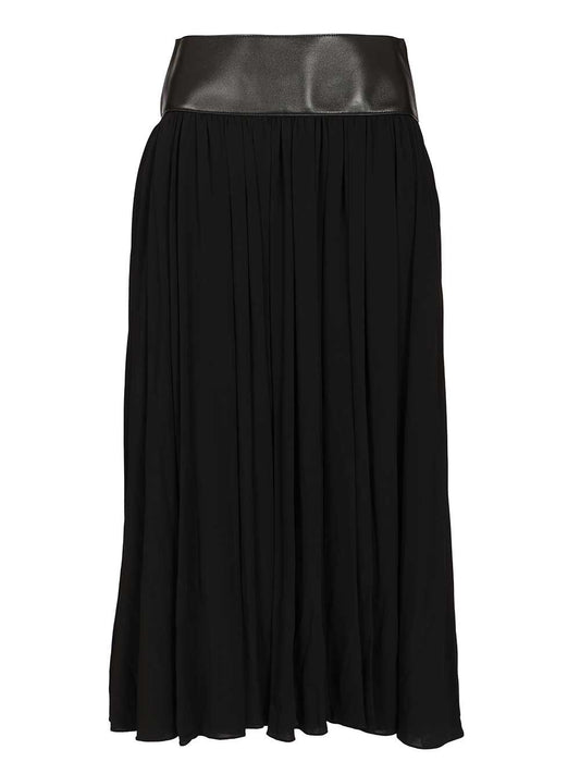 ALAÏA Midi Skirt In Jersey And Nappa