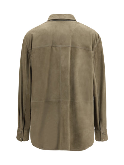 BRUNELLO CUCINELLI Leather Shirt with chest pockets