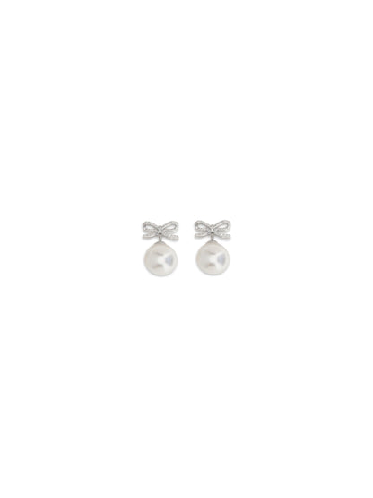 SELF-PORTRAIT Crystal bow Earrings with pearl