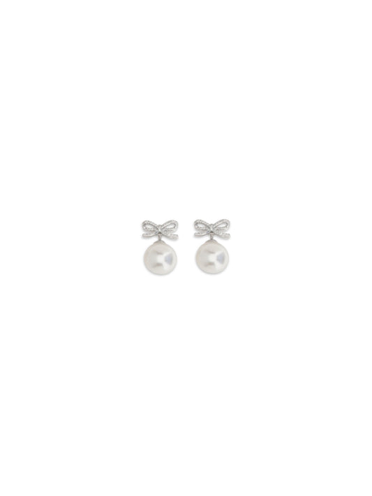 SELF-PORTRAIT Crystal bow Earrings with pearl