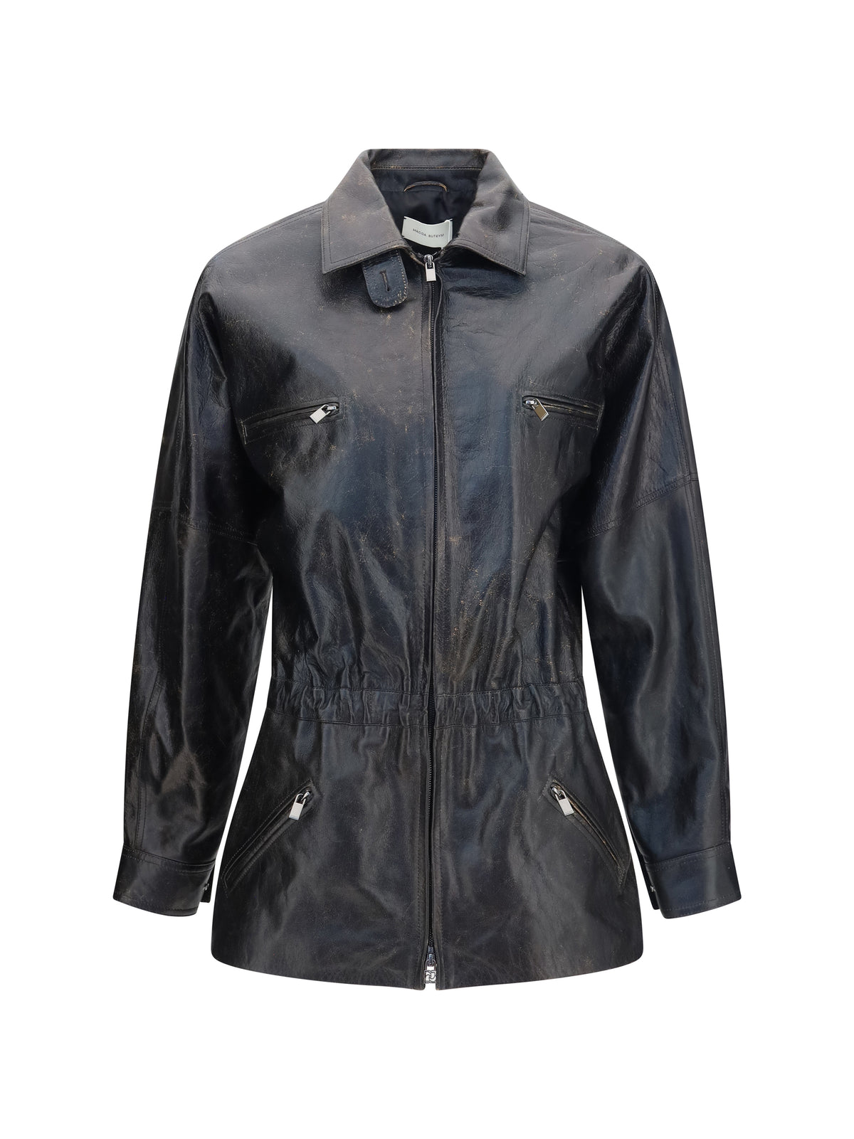 Magda Butrym Vintage leather Jacket with drawstring - Vntg Black