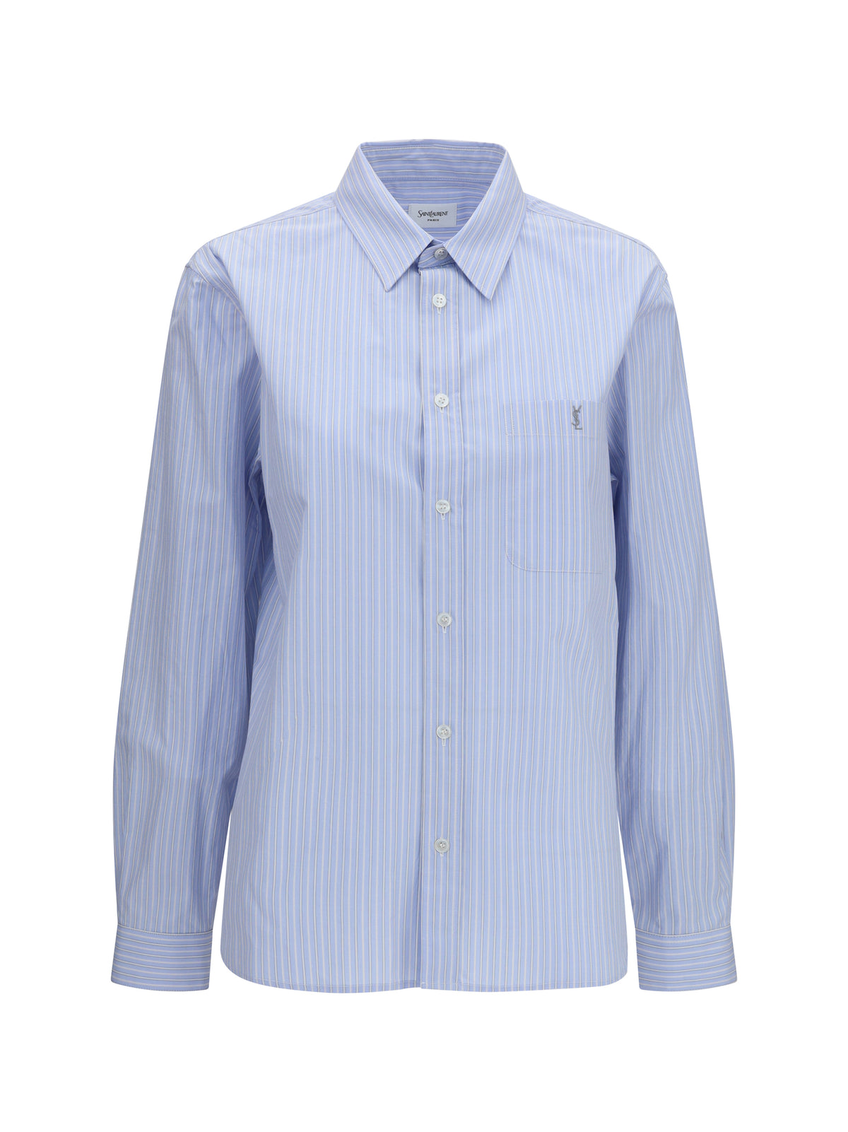Saint Laurent Cassandre Striped Poplin Shirt - Bleu/Gris