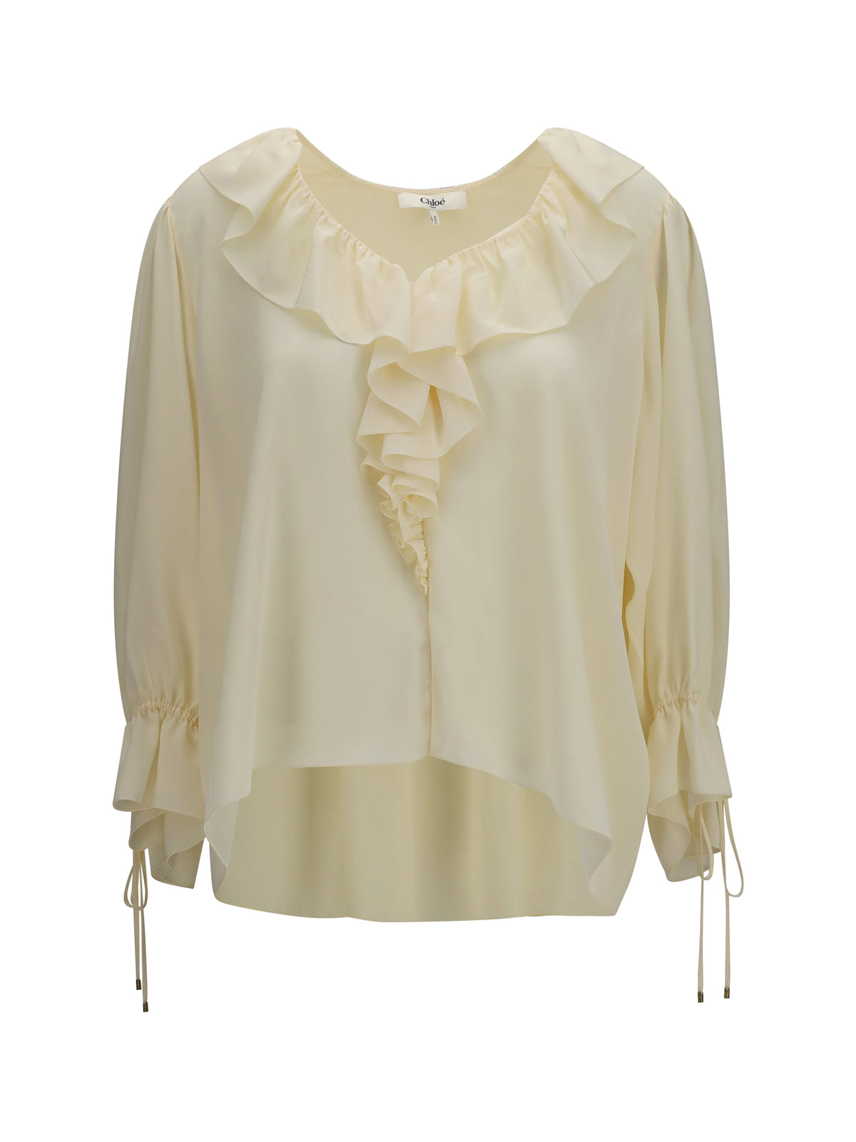 Chloé Ruffled V-Neck Shirt - Pristine White
