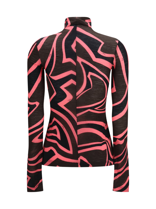 Pucci Fiammato Wool Jersey Top - Brown Coral